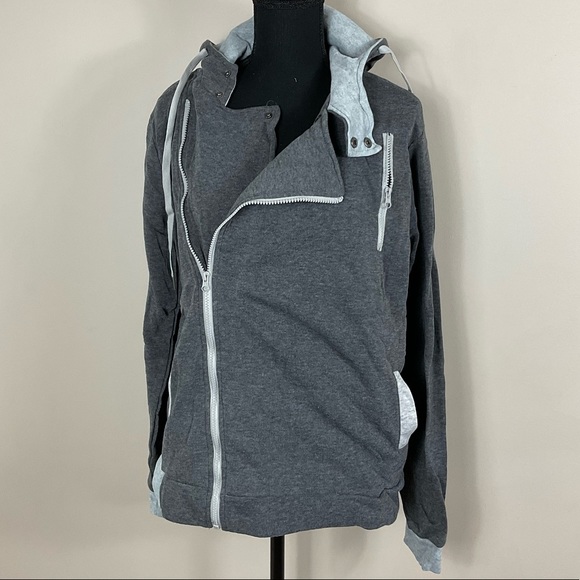 off center zipper hoodie